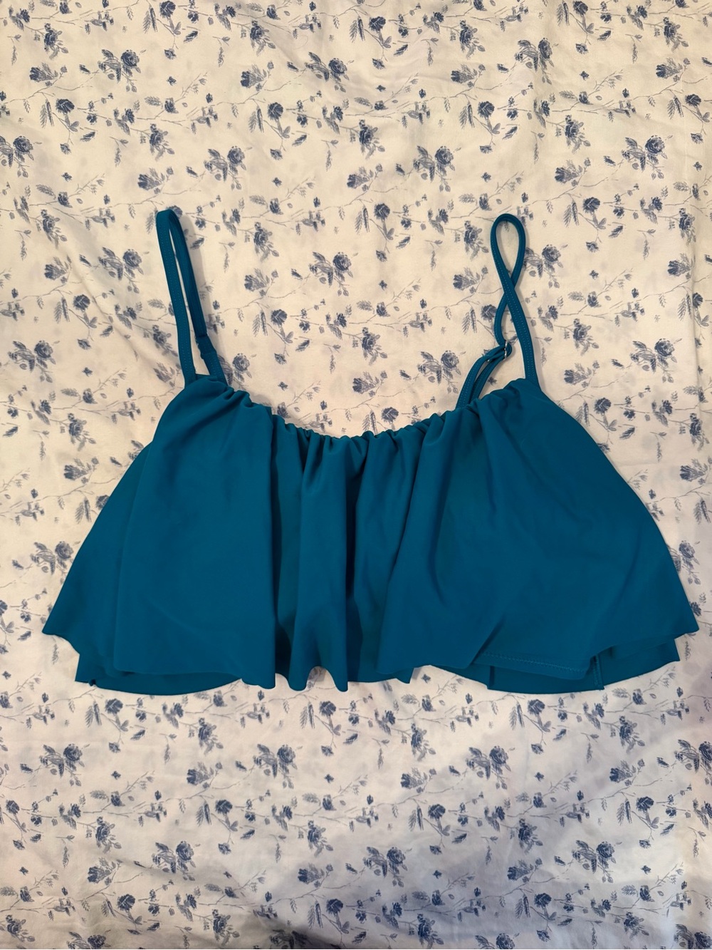 Cupshe Teal Ruffle Swim Top